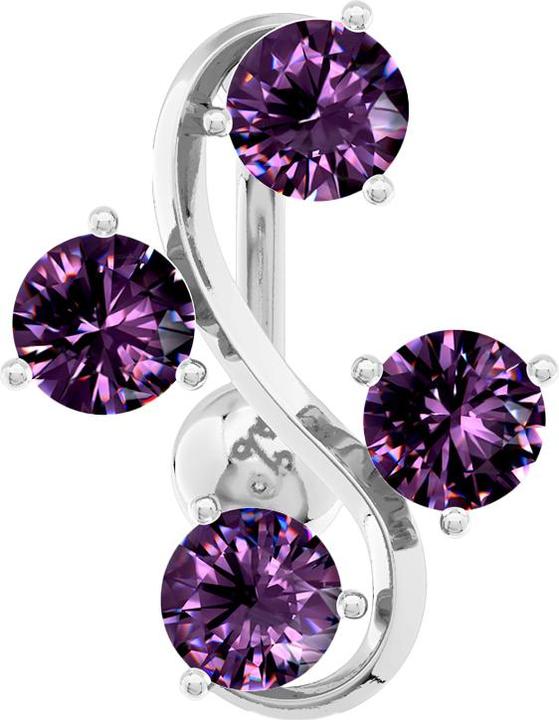 Produktbild Star Piercing Banane silber mit Kugel Rebe mit vier Kristallen violett (Chirurgenstahl 316L, Messing)