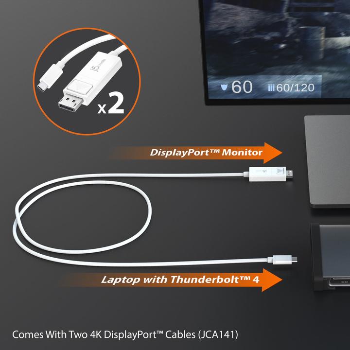Actual product image j5Create JTD562-FN 8K-Thunderbolt™ 4-Dockingstation - EU, Kabelgebunden, Thunderbolt 4, 96 W, 3,5 mm (Thunderbolt, 3 Ports)