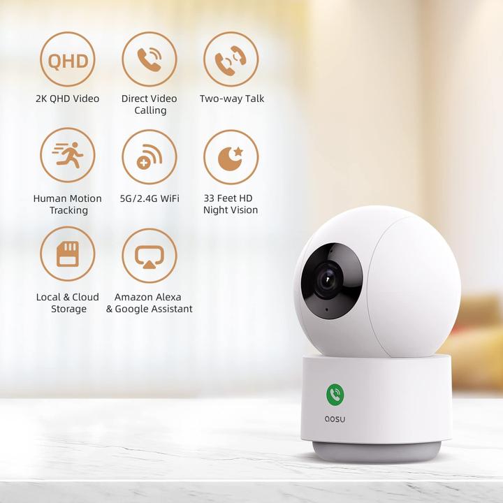 Actual product image Aosu 2K Indoor Surveillance Camera (1920 x 1080 Pixels)