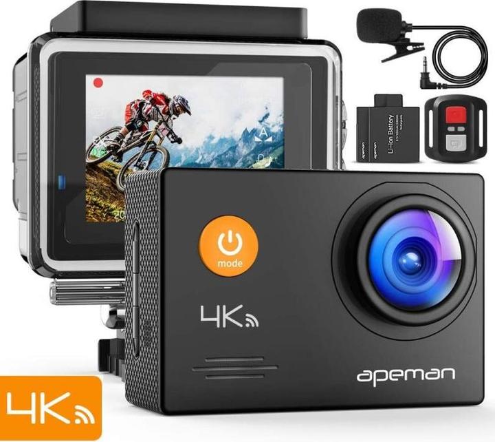 Image du produit Apeman Sport Action Camera 4k 20MP - 40M Waterproof Onderwatercamera - Helmcamera - Actiecamera WIFI Afstan (30p)