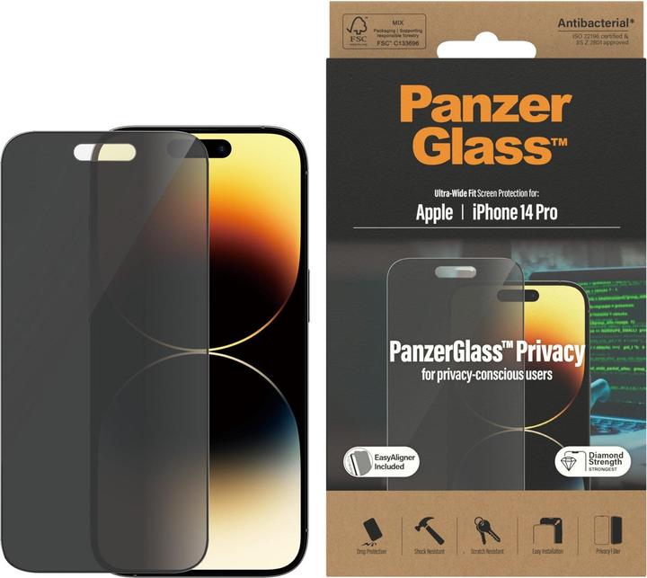 PanzerGlass Ultra Wide Fit Privacy (1 Stück, Apple iPhone 14 Pro)