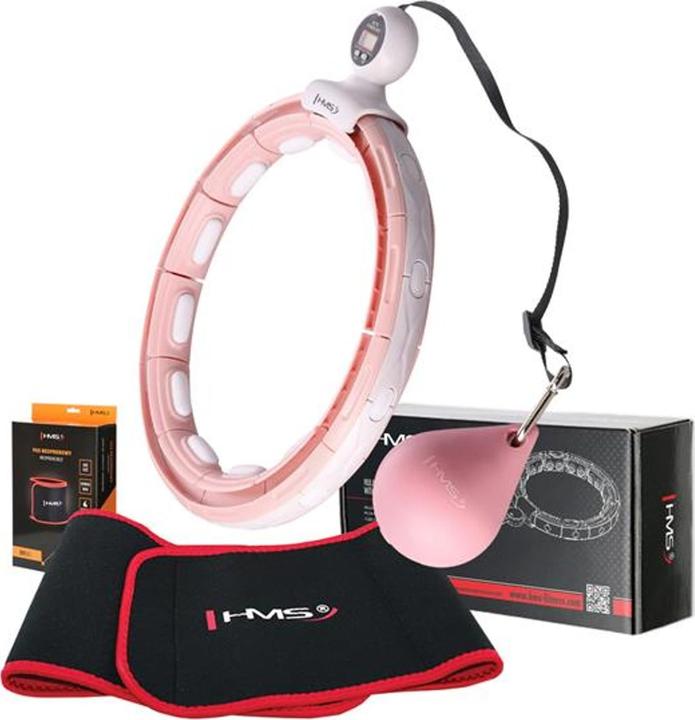 Immagine prodotto HMS Set Hula Hoop Magnetico Rosa Hhm15 Con Contatore + Cintura Dimagrante Br163 Rosso