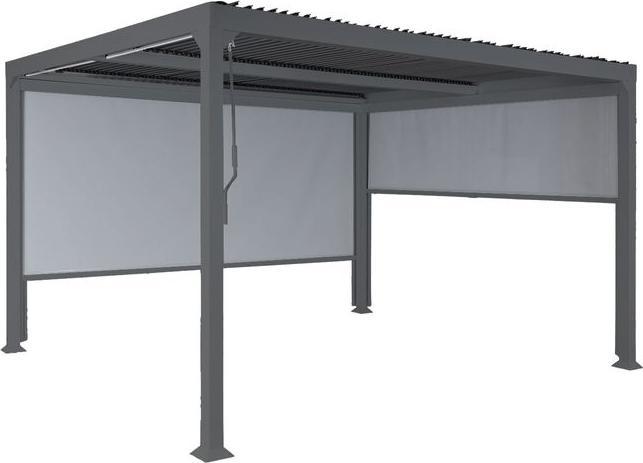 Image du produit Mendler Alu Pergola HWC-L41 mit 2x Seitenwand, stabiles 8cm-Metall-Gestell 3x3,7m, anthrazit (368 cm, 306 cm)