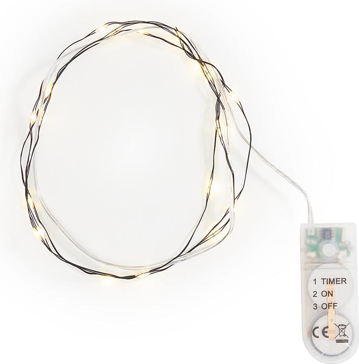 Produktbild VBS Micro LED Lichterkette, mit Timer, schwarzer Draht, 20 LEDs (1 m)