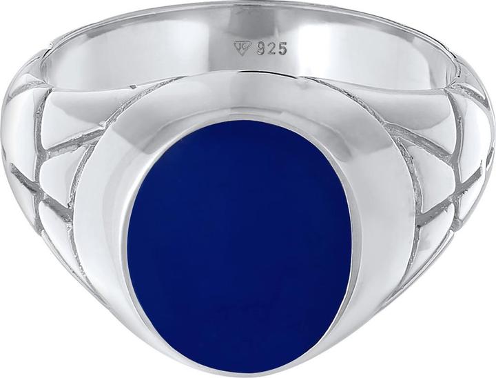 Image du produit Kuzzoi Bague Basic Homme Chevalière ovale émail argent 925 (54, Argent 925)