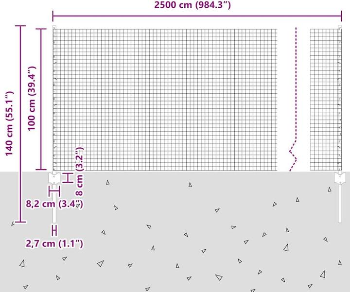 Image du produit VidaXL Clôture pour poules Set de 2 Acier galvanisé 25 x 1 m