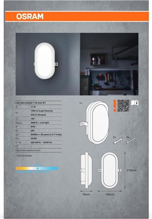 Produktbild Osram LED BULKHEAD 11W 4000K White (840 lm)