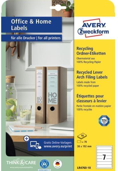 Actual product image Avery Recycling folder labels, home office, small pack