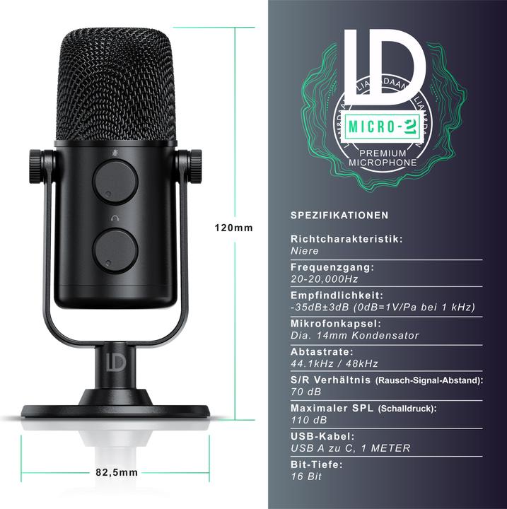 Actual product image Liam & Daan USB Podcast Mikrofon