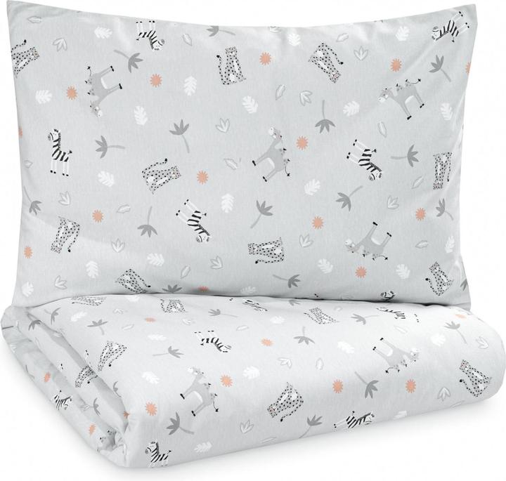 Produktbild Julius Zöllner Kinderbettwäsche Jersey Savanne Grau 100 x 135 + 40 x 60 cm