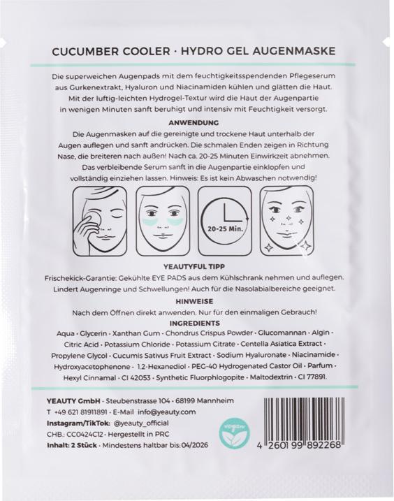 Valeurs nutritives et ingrédients Yeauty Cucumber Cooler