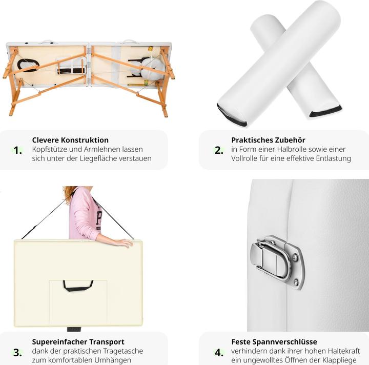 Actual product image tectake Massage Table Set Freddie | Massage table w/ headrest, armrests, face pad & bolster supports