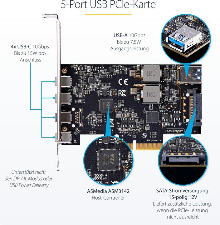 Image du produit StarTech Carte 5 Ports USB Pcie 10gbps