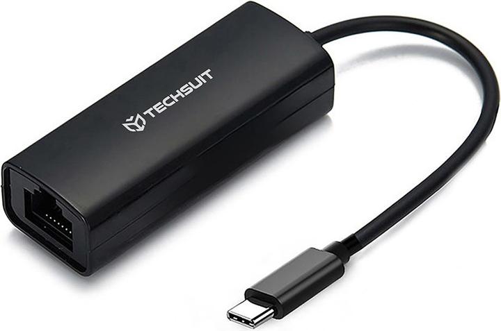 Productafbeelding Techsuit - Ethernet Adapter NetLink (AC20) - USB-C Male to RJ45 LAN Port Female - Black (Type-B)