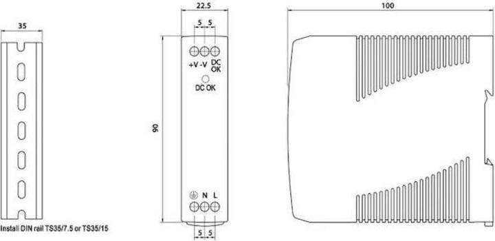 Image du produit MeanWell Unité d'alimentation pour rail DIN (rail DIN)