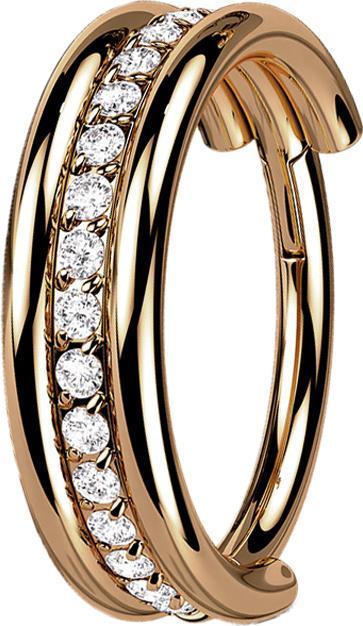 Actual product image Star Piercing Micro Segment Ring Foldable Rose Gold Three Rings Row Crystals (Titanium G23)