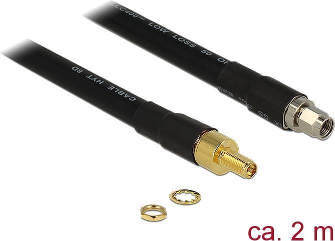 Produktbild Delock RP-SMA Buchse zu RP-SMA-ST 2 Meter (0.22 dB, Antennenkabel)