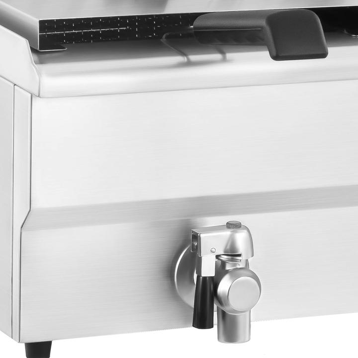 Produktbild Royal Catering Fritteuse Fritöse Edelstahl Gastro Profi Kaltzone Elektrische 2 x 16L Ablasshahn