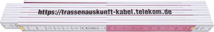 Produktbild Dönges Gliedermassstab 2 m, Holz, weiss/rot mit Aufdruck, 16 mm (2000 mm)