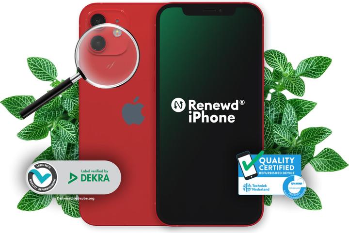 Actual product image Renewd iPhone 12 (64 GB, Red, 6.10", 12 Mpx, Dual SIM, A / Like new)