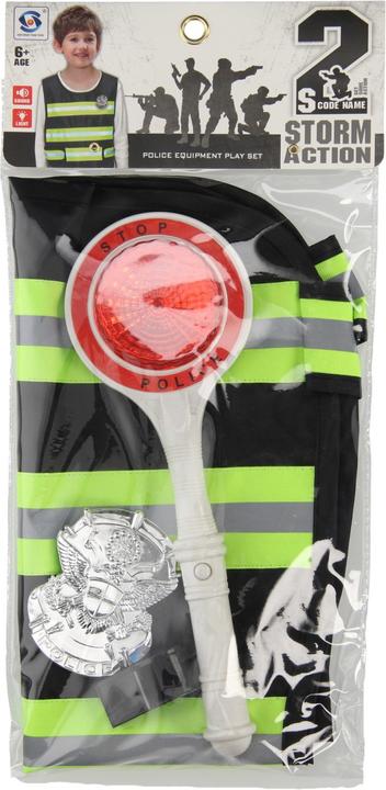Produktbild ToyFamily Polizei-Set mit Stoppschild & Pfeife, 3-tlg.
