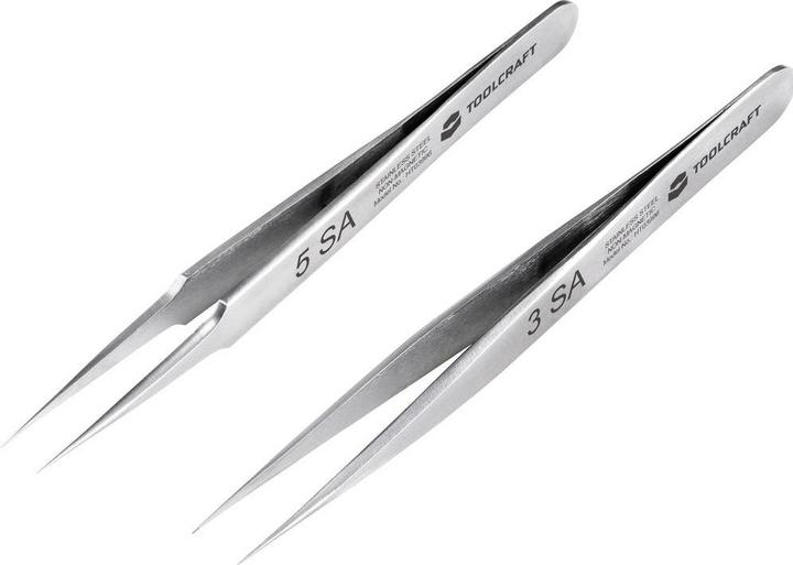 Actual product image Toolcraft Stainless Steel Tweezers Set 120mm Set of 2
