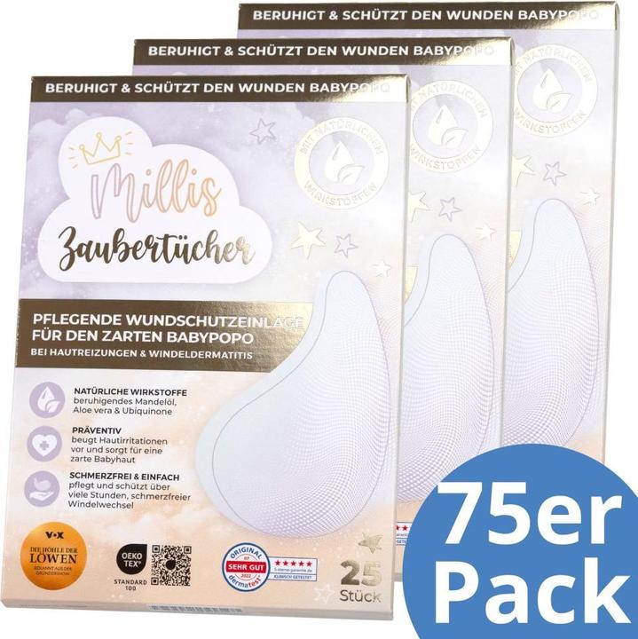 Produktbild Millis Windeleinlage / Zaubertücher 75er Pack - pflegende Wickelzubehör (One Size, 75 Stück)