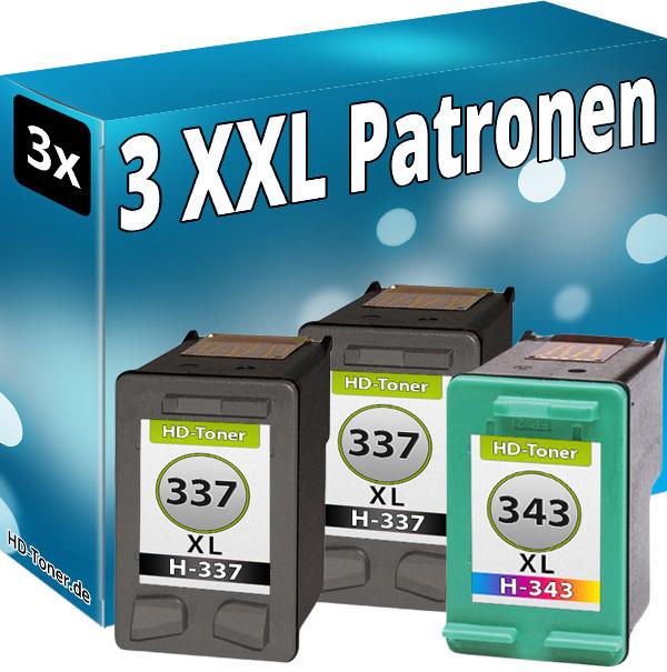 Produktbild Druckfuxx 3x TINTE PATRONEN für HP 337+343 XL OfficeJet 6315 H470 DeskJet 5940 6