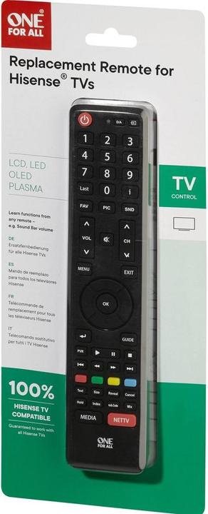 Image du produit One for All Télécommande de remplacement Hisense TV (Télécommande universelle, Infrarouge)