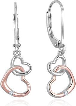 Beneto Romantic silver bicolor earrings with hearts AGUC2608 (L)