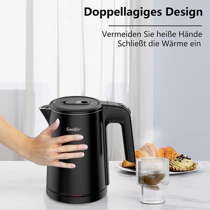 Produktbild Sonifer 0,8l Edelstahl Wasserkocher Glaenzend Schwarz