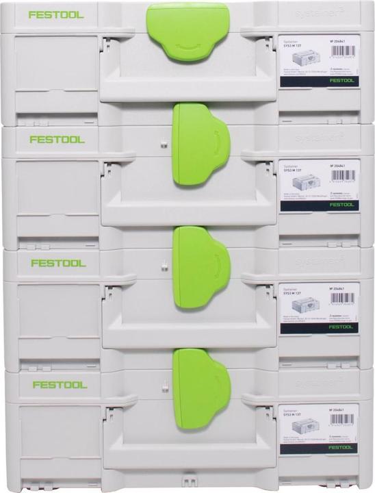 Image du produit Festool SYS3 M 137 Set de coffrets Systainer 396 x 296 x 137 mm - 10,4 l (4x 204841)