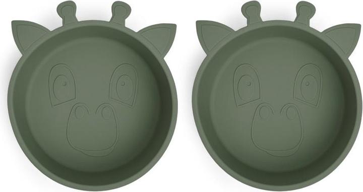 Nuuroo Alex silicone deep plate 2-pack Giraf - Dusty green