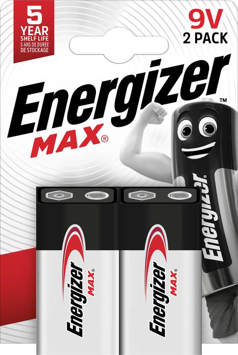 Energizer Max (2 pcs, 9V Block, 625 mAh)