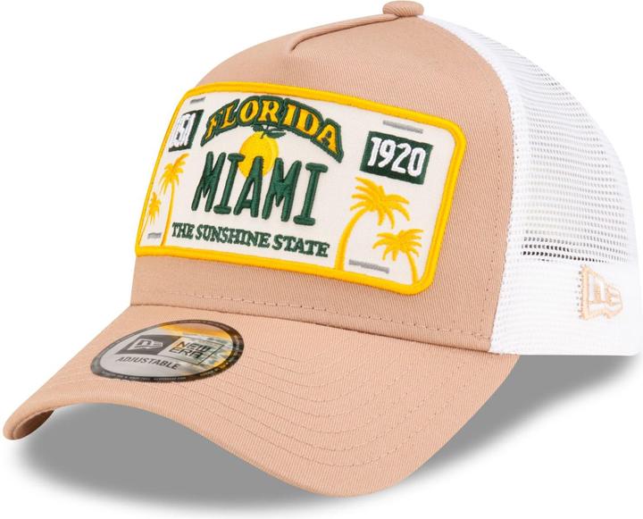New Era Adjustable A-Frame Trucker Cap - FLORIDA MIAMI beige