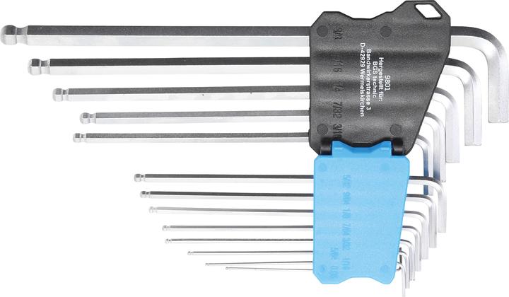 Produktbild BGS Winkelschlüssel-Satz, extra lang Zollgrössen Innensechskant mit Kugelkopf 0,05"-3/8" 13-tlg.