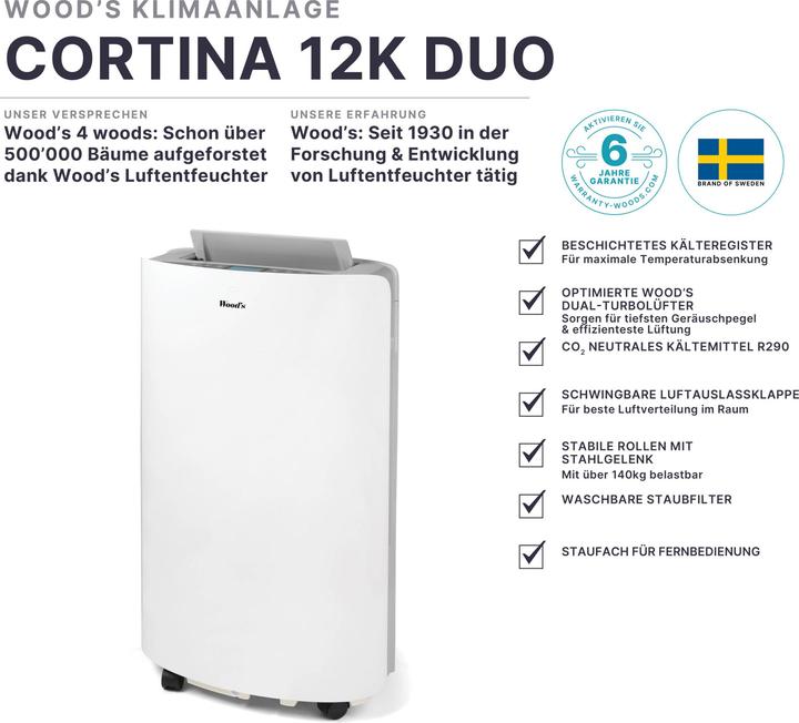 Actual product image Wood's AC Cortina 12K Duo (50 m², 12000 BTU/h)