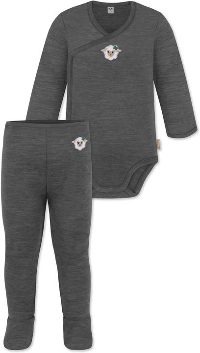 Actual product image Normani Baby merino long-sleeved wrap body "Kaitaia" and baby merino trousers "Silverdale" - 9625 (56)