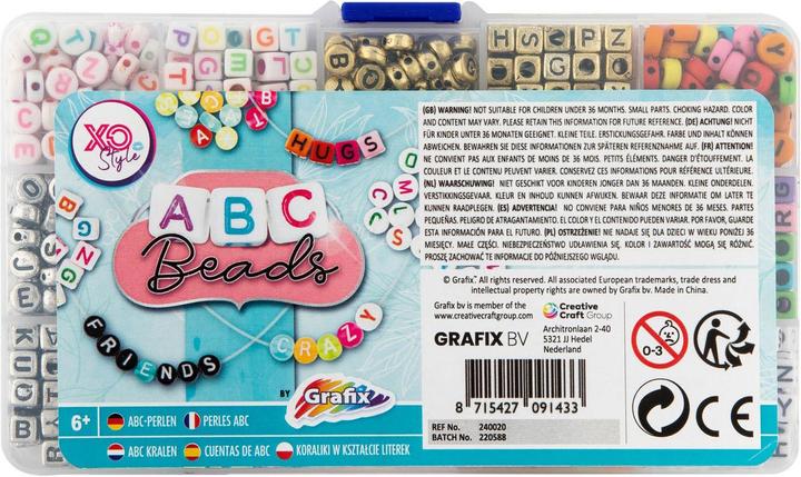 Actual product image Grafix Letter beads in storage box, 15 designs