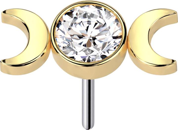 Image du produit Star Piercing Threadless vergoldet Kristall silber und zwei Mondsichel (sans laiton, Titane G23)