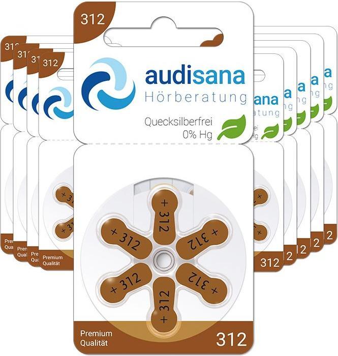 Produktbild Audisana 312 (PR41 Braun) - 60 Hörgerätebatterien (60 Stk., A312, 170 mAh)