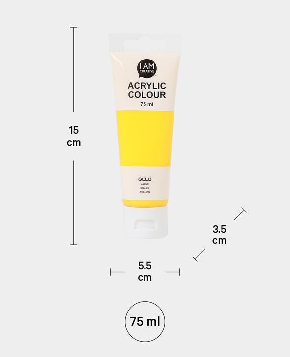 Produktbild I Am Creative Basic Acryl, Acrylfarbe auf Wasserbasis, 75 ml (Gelb, 75 ml)