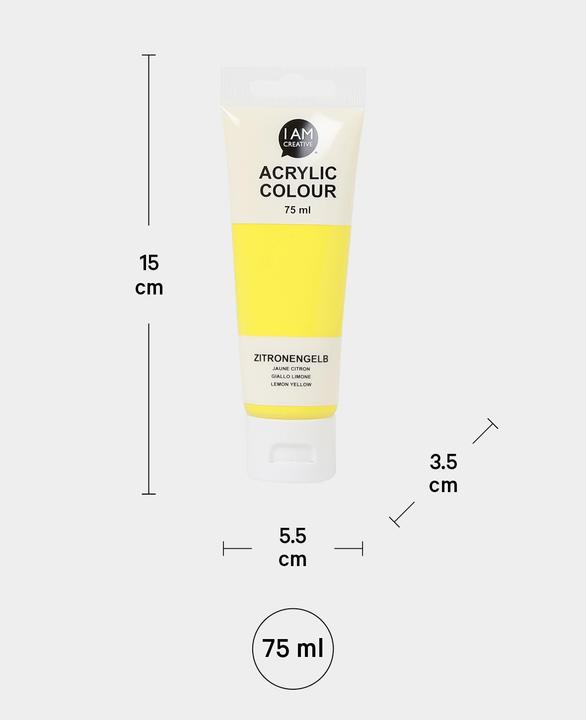 Actual product image I Am Creative Basic acrylic, water-based acrylic paint, 75 ml (Lemon, 75 ml)