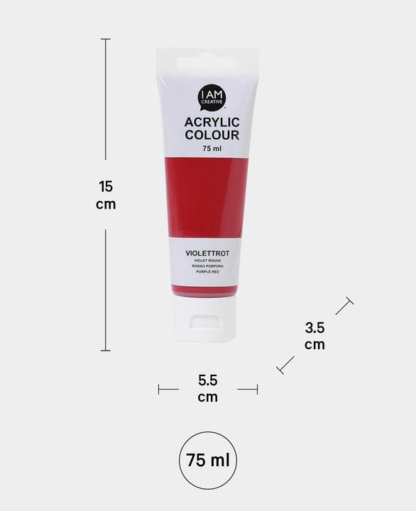 Image du produit I Am Creative Basic Acryl, peinture acrylique à base d'eau, 75 ml (Rouge violet, 75 ml)