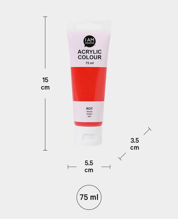 Produktbild I Am Creative Basic Acryl, Acrylfarbe auf Wasserbasis, 75 ml (Rot, 75 ml)