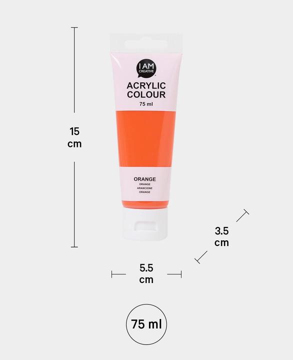 Produktbild I Am Creative Basic Acryl, Acrylfarbe auf Wasserbasis, 75 ml (Orange, 75 ml)