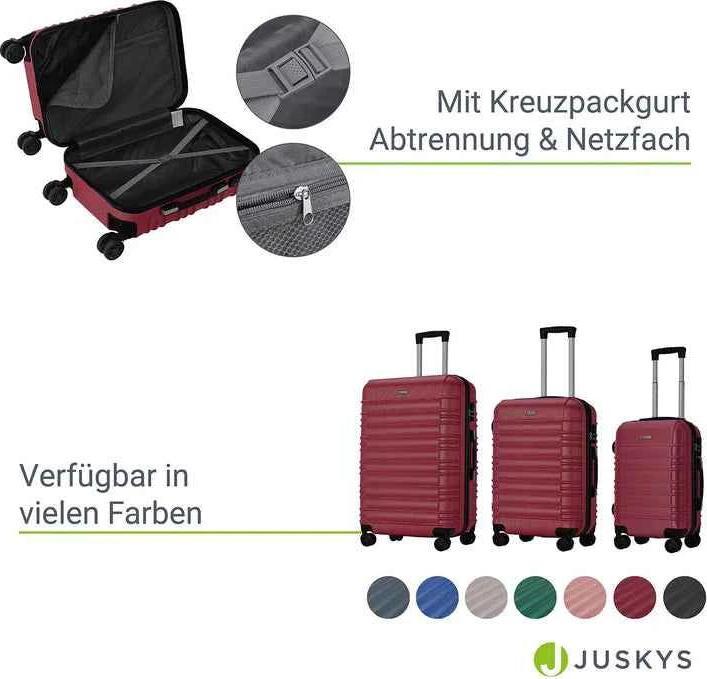 Actual product image Juskys 3-teiliges Hartschalenkoffer-Set mit 360° Rollen (120 l, M (50 - 90l), XL (from 140l))