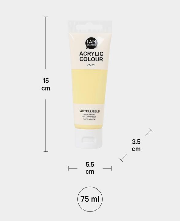 Image du produit I Am Creative Basic Acryl, peinture acrylique à base d'eau, 75 ml (Jaune pastel, 75 ml)