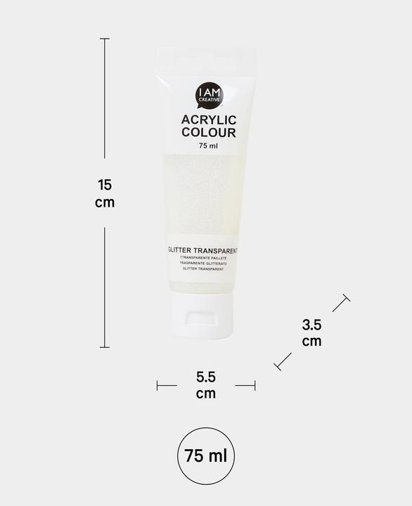 Actual product image I Am Creative Basic acrylic, water-based acrylic paint, 75 ml (Glitter, Transparent, 75 ml)