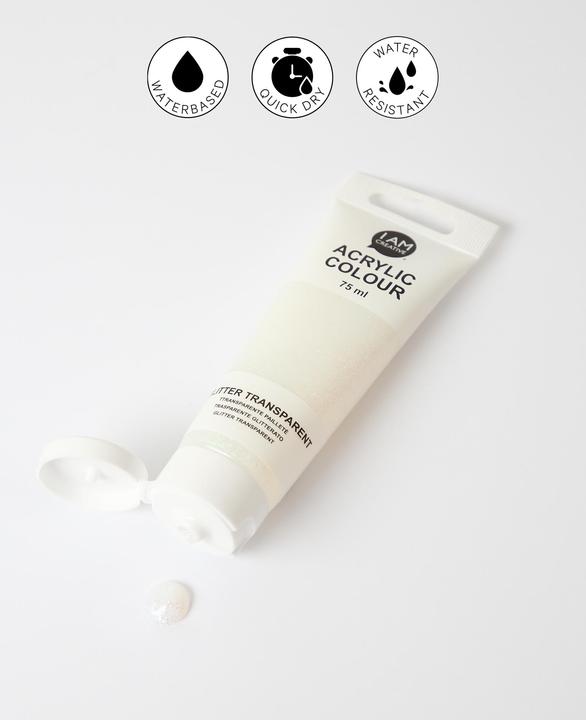 Actual product image I Am Creative Basic acrylic, water-based acrylic paint, 75 ml (Glitter, Transparent, 75 ml)